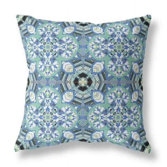 20 in. Cloverleaf Indoor Outdoor Zippered Throw Pillow, Sapphire Blue, White & Black