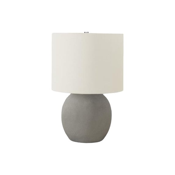 20 in. Concrete Round Table Lamp with Ivory Drum Shade, Gray