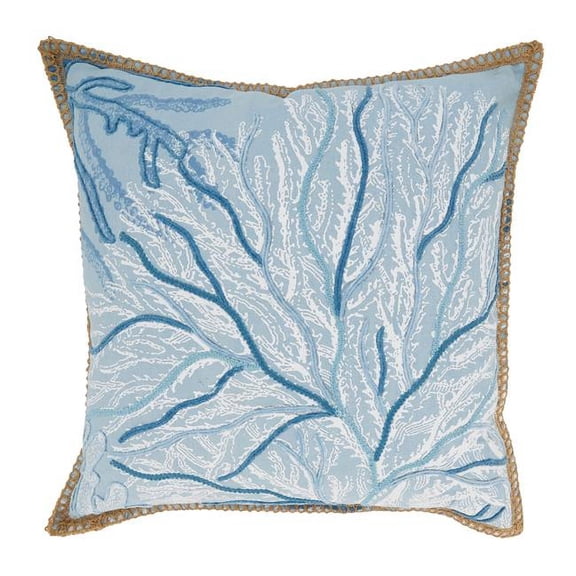 20 in. Coral Breeze Sea Fan Poly Filled Throw Pillow, Blue