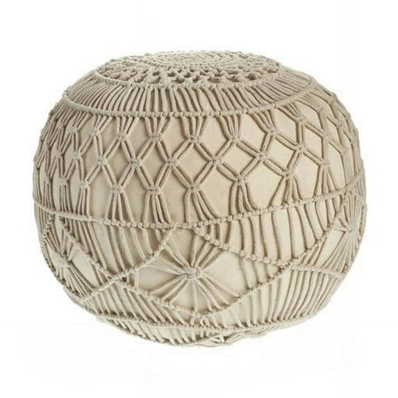 20 in. Cream 100 Percent Cotton Ottoman