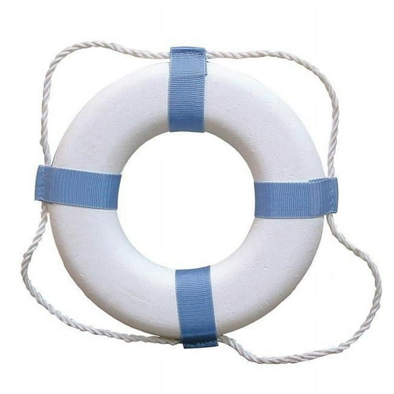 20 in. Decorative Ring Buoy - Not Uscg Approved, White & Blue