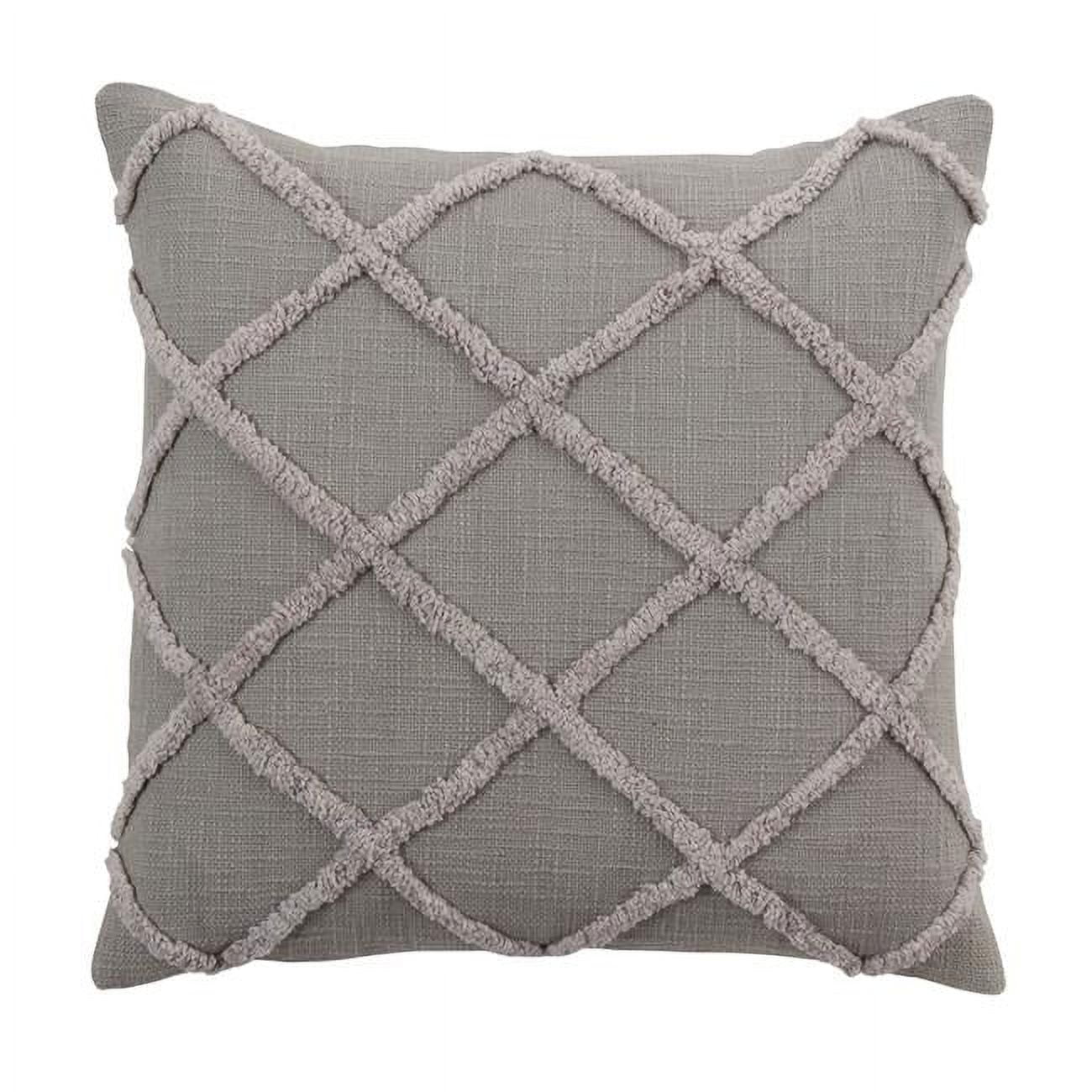 Gray Diamond Tufted Cotton Throw Pillow 20"