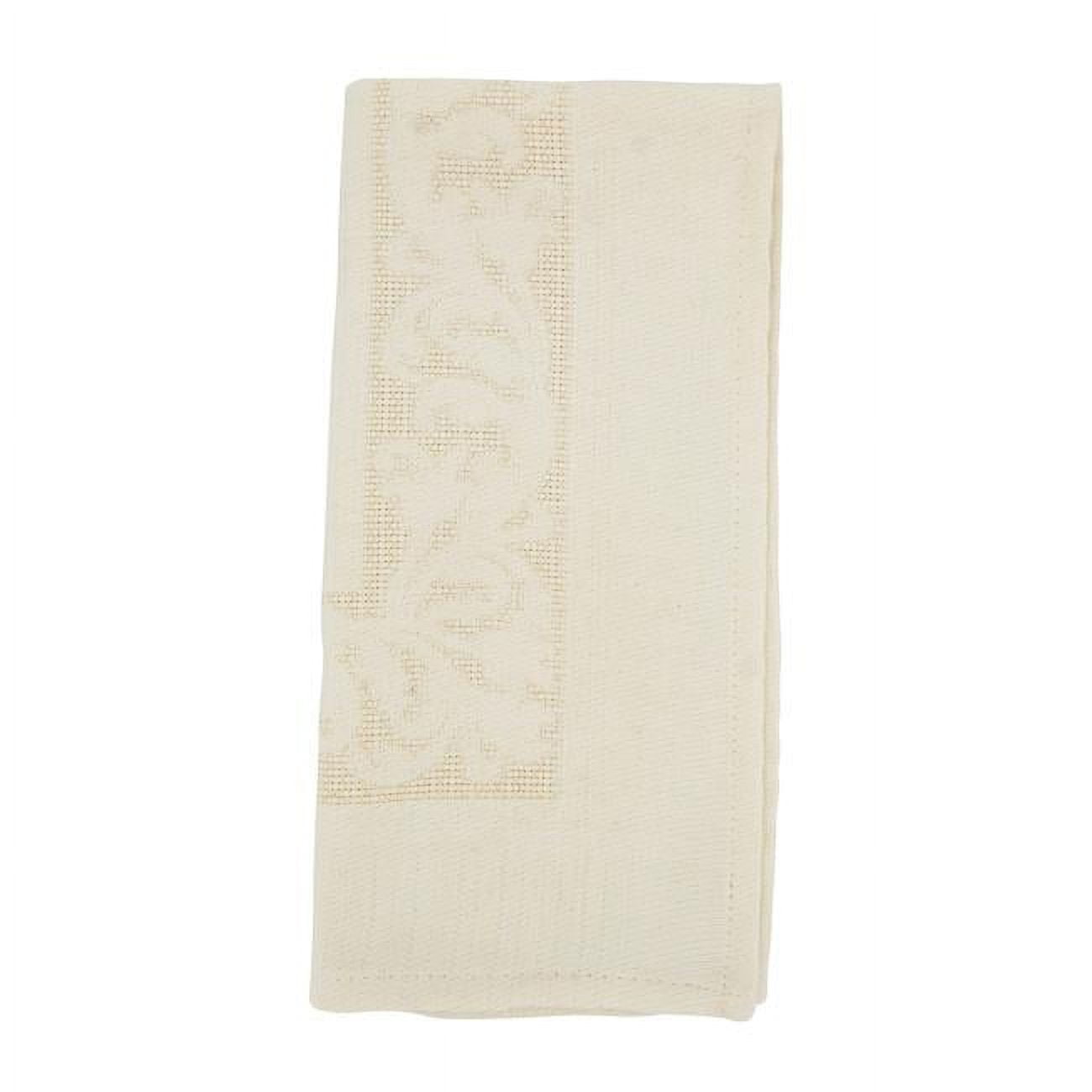 Elegant Off-White Jacquard Floral Table Napkin Set