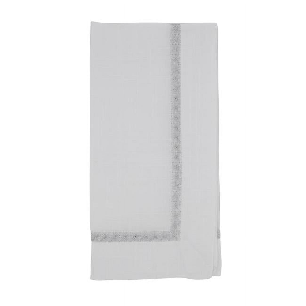 Silver Embroidered Border Polyester Napkins Set of 4