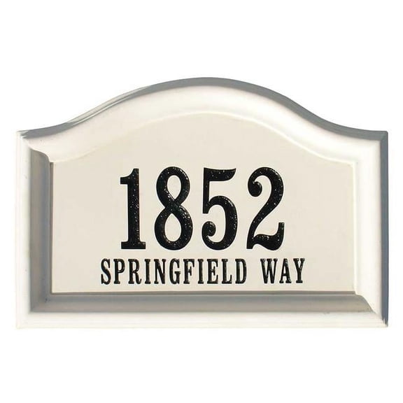 20 in. Engraved Arch Cast Concrete Address Block in Cream Color