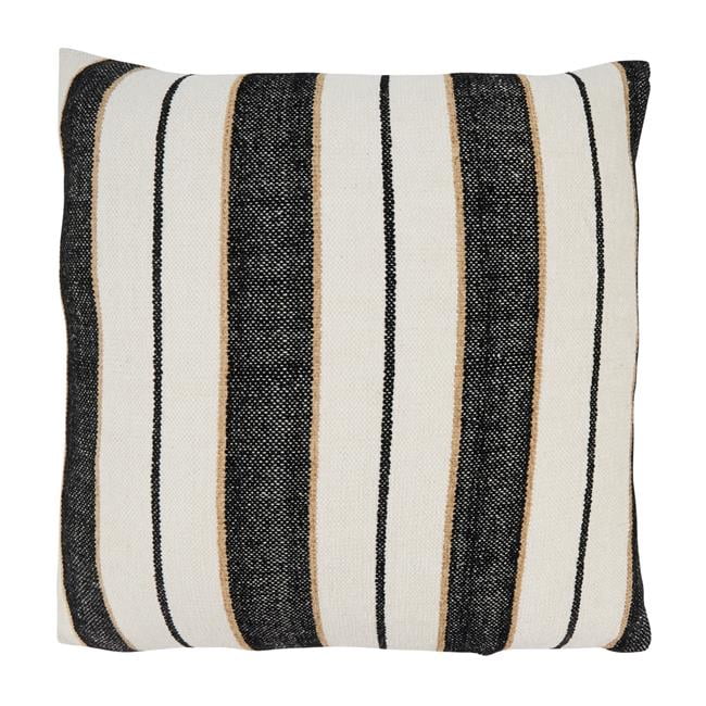20" Black & White Cotton Faded Linear Pattern Throw Pillow Cover