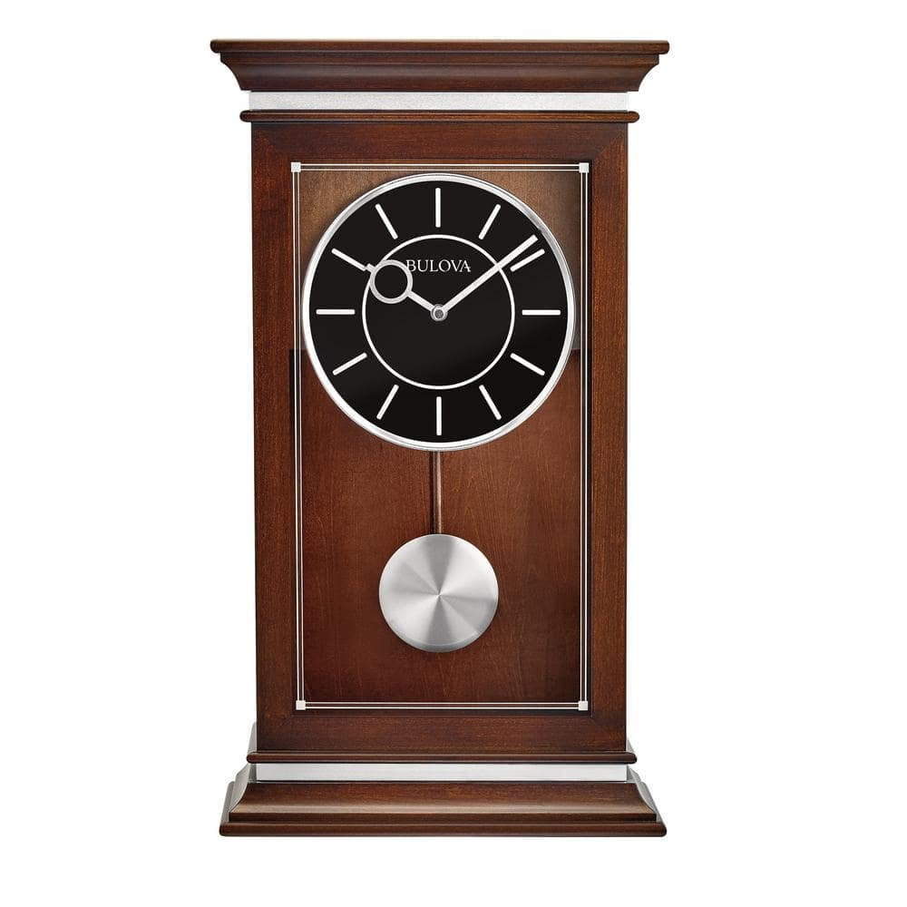 20 in. H x 11.5 in. W Pendulum table clock with chime in an espresso