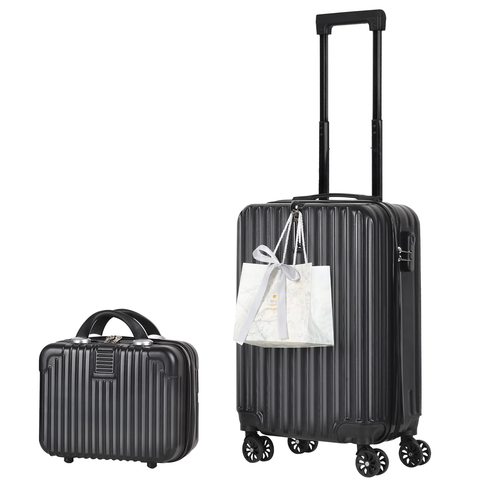 20 in Hardside Luggage with 14" Makeup Case, Airline Approved Carry On Suitcase