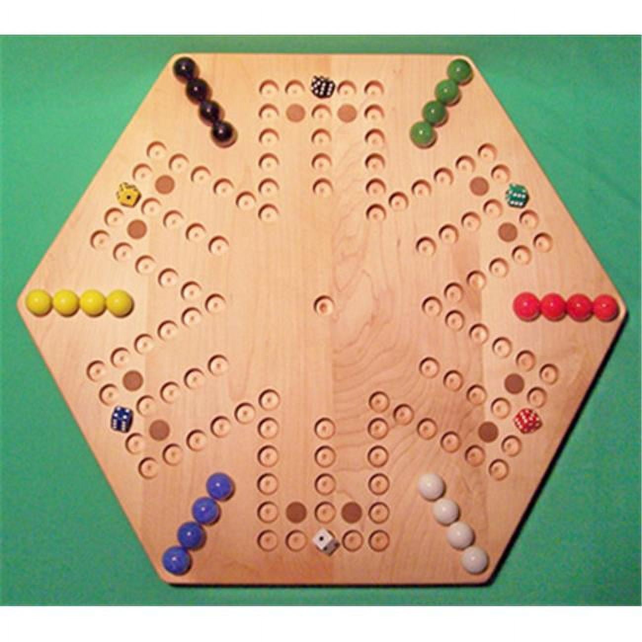 20 in. Hexagon Aggravation Wooden Marble Game Board with 12 Birch