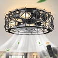 thumbnail image 1 of Cedar Hill Caged Ceiling Fan, Flush Mount Caged Ceiling Fan 20Inch with Lights for Indoor Bedroom, Kitchen ,Farmhouse, 1 of 7