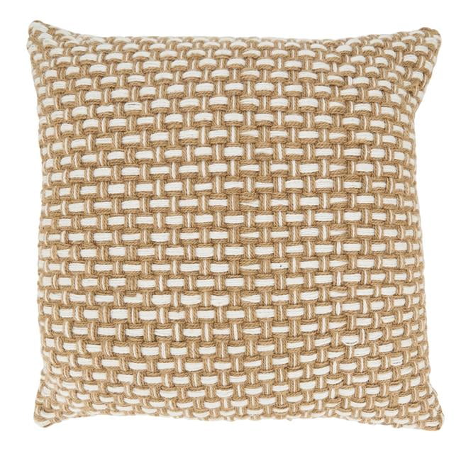 Beige Jute Blend Al Fresco 20" Square Throw Pillow Cover