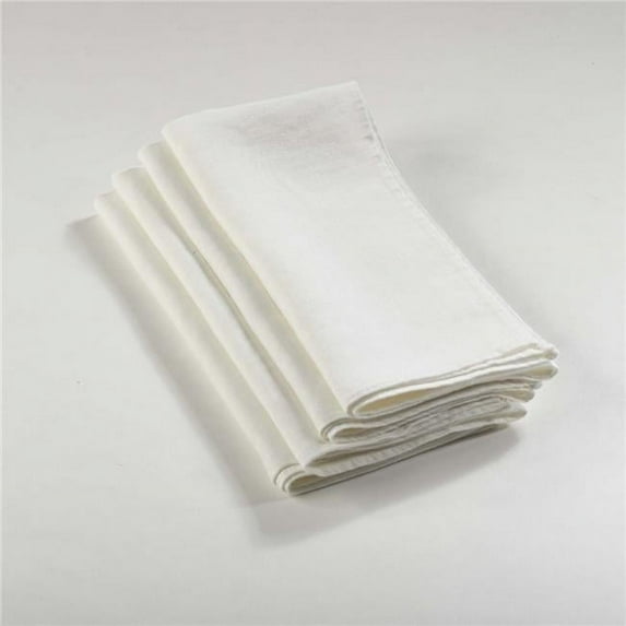 20 in. Leona Square Ruffled Design Napkin - Ivory, Set of 4