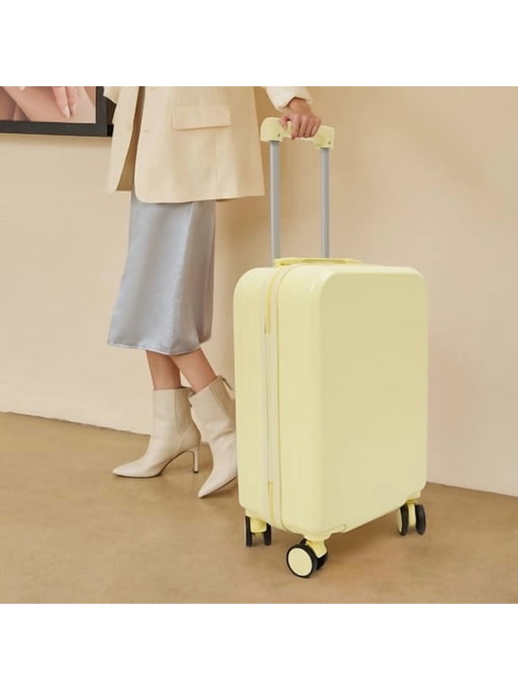 20 in Light Yellow Luggage Hardside Suitcase, ABS Spinner with 88lbs Massive Load Capacity, 360 4 Wheels, Fits Airplane Overhead Bin
