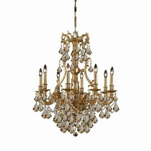 20 in. Metro - Hanging Chandelier with Heirloom Handcut Golden Teak Crystal, Smoky & Dark Bronze