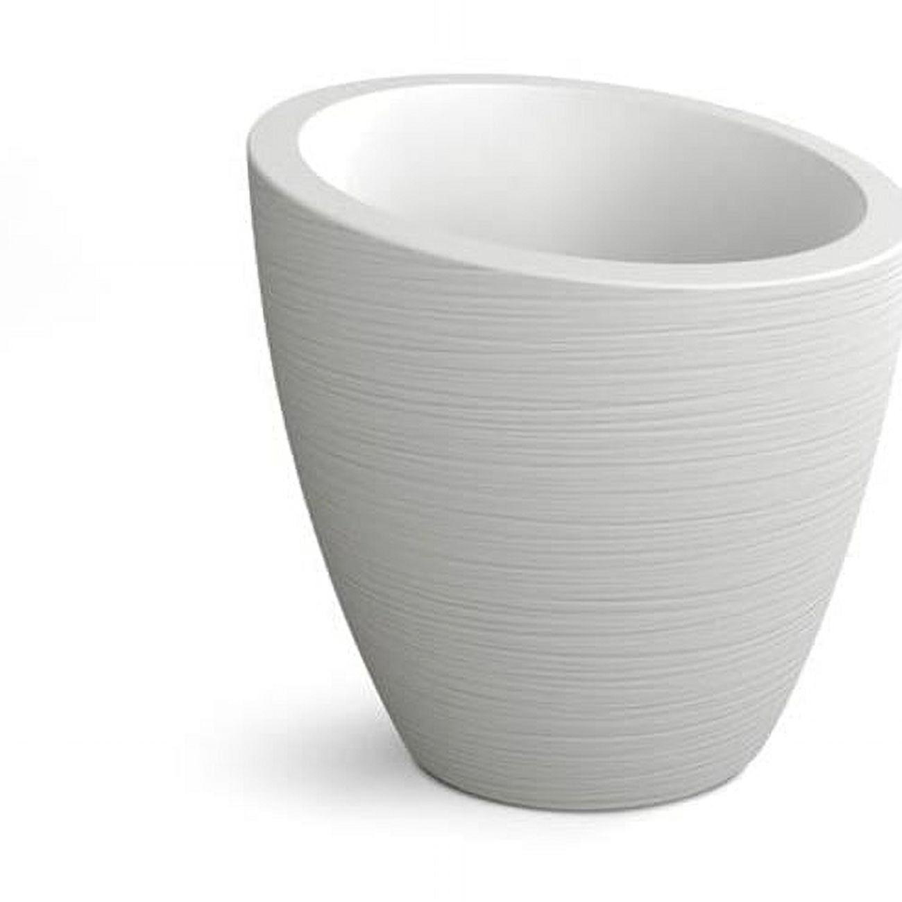 Modesto 22" Grooved White Polyethylene Round Planter