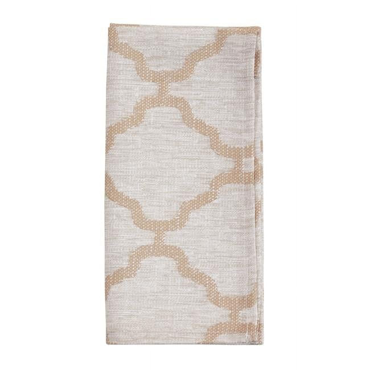 Taupe Polyester Geometric Square Napkin Set of 4