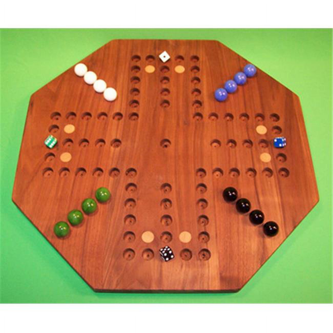 20 in. Octagon Aggravation Wooden Marble Game Board with 8 Birch Inlaid