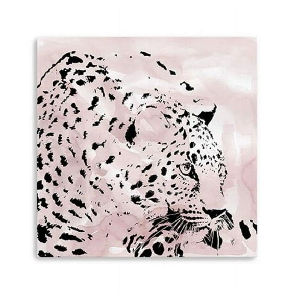 20 in. Pink Laying Leopard Canvas Wall Art