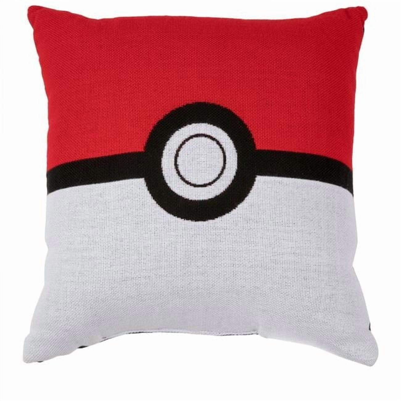 20 in. Pokeball Woven Jacquard Pillow, Red & White