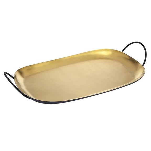 20 in. Rectangular Stainless Steel Serving Tray with Handles, Gold