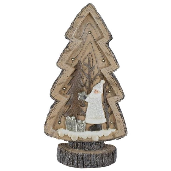 20 in. Rustic Tabletop Christmas Tree with a Winter Scene, Brown & White