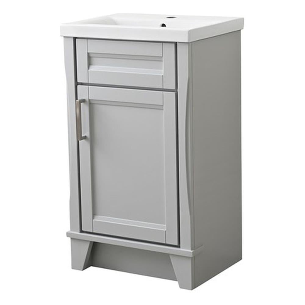 20" Light Gray Single Sink Vanity with White Ceramic Top