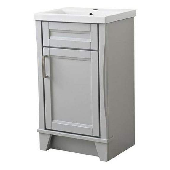 20 in. Single Sink Vanity in Light Gray Finish with White Ceramic Sink Top
