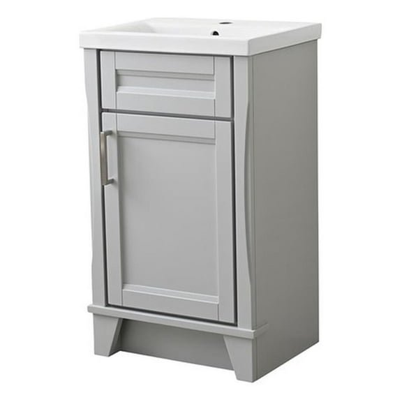 20 in. Single Sink Vanity in Light Gray Finish with White Ceramic Sink Top