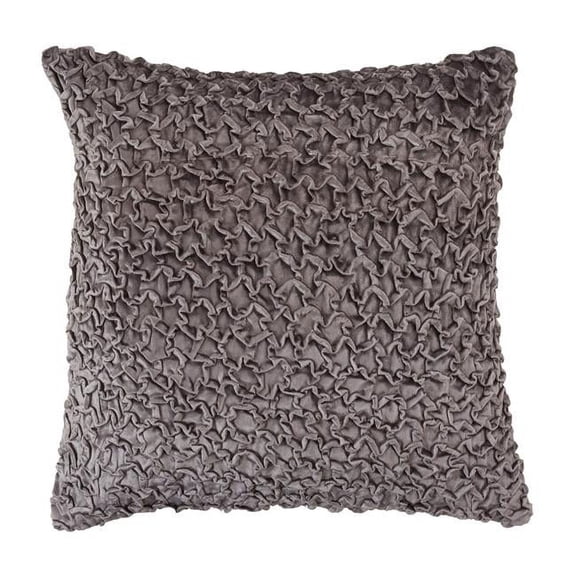 20 in. Smocked Velvet Throw Pillow with Poly Filling, Slate