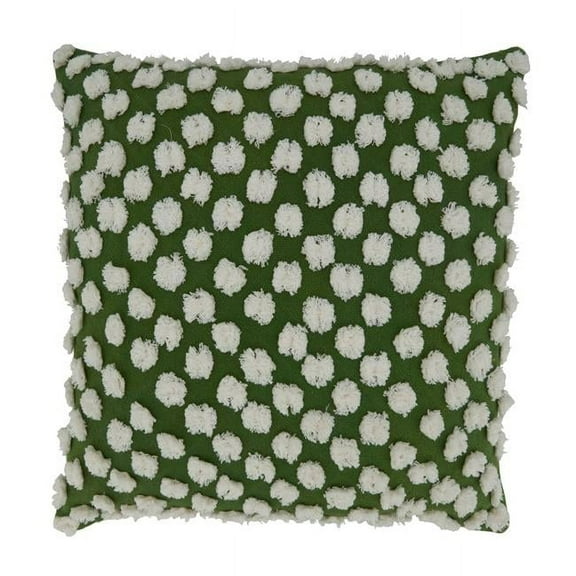 20 in. Square Tufted Pom Pom Throw Pillow with Down Filling