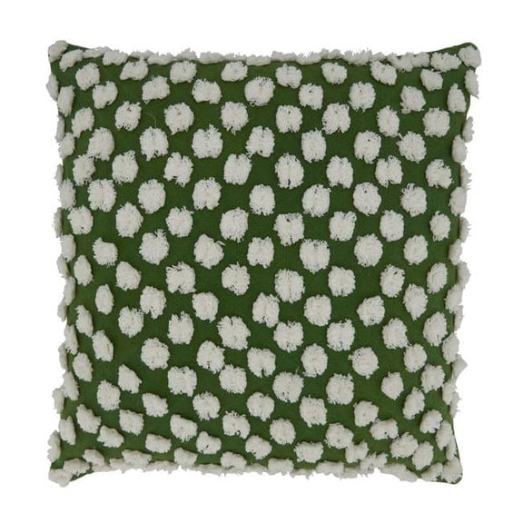 20 in. Square Tufted Pom Pom Throw Pillow with Poly Filling