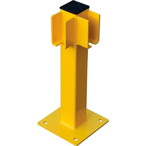 20 in. Steel Lift-Out Guard Rail Corner Post, Single-Rail - Yellow