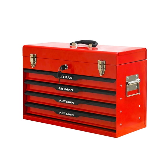 20 in Steel Portable Tool Box with Drawers&Metal Lock Closure Device for Garage