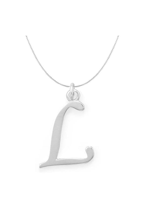 20 in. Sterling Silver Initial Letter L Pendant with 0.70 mm Thin Box Chain