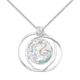 thumbnail image 1 of 20 in. Sterling Silver Round Ancient Roman Glass Open Wire Pendant with 1.5 mm Box Chain, 1 of 1