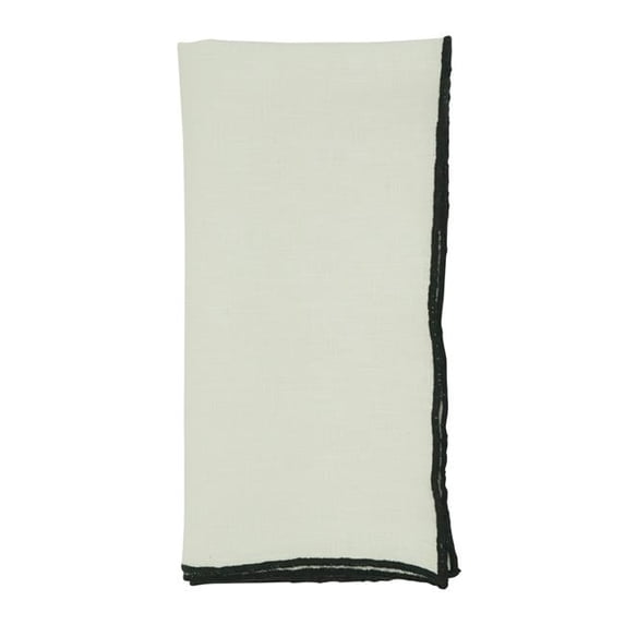 20 in. Stonewashed Stitch Border Square Table Napkins, Black - Set of 4