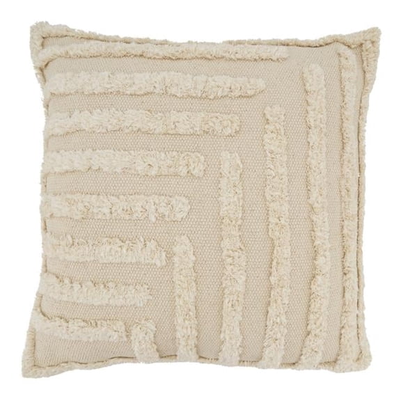 20 in. Sumptuous Tufted Elegance Poly Filled Throw Pillow, Natural