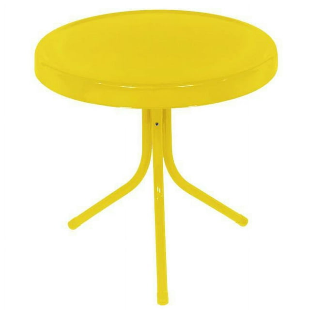 20 in. Sunshine Yellow Retro Metal Tulip Outdoor Side Table