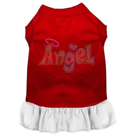 20 in. Technicolor Angel Rhinestone Pet Dress, Red & White - 3XL