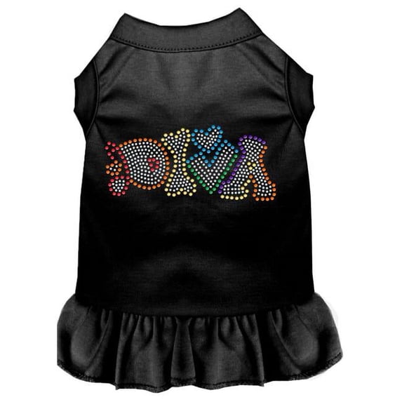 20 in. Technicolor Diva Rhinestone Pet Dress, Black - 3XL