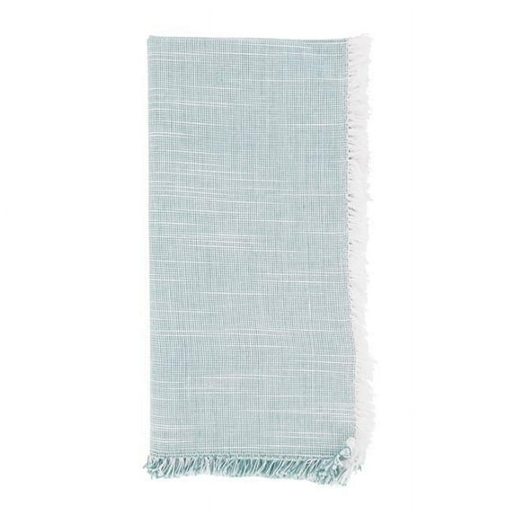 20 in. Two-Tone Fringe Square Napkins, Turquoise - Set of 4
