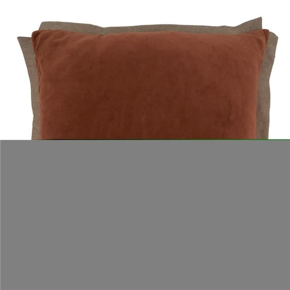 20 in. Velvet Flange Square Pillow Cover, Rust