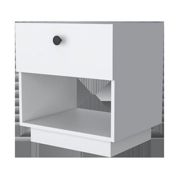 20 in. White One Drawer Nightstand with Integrated Tech