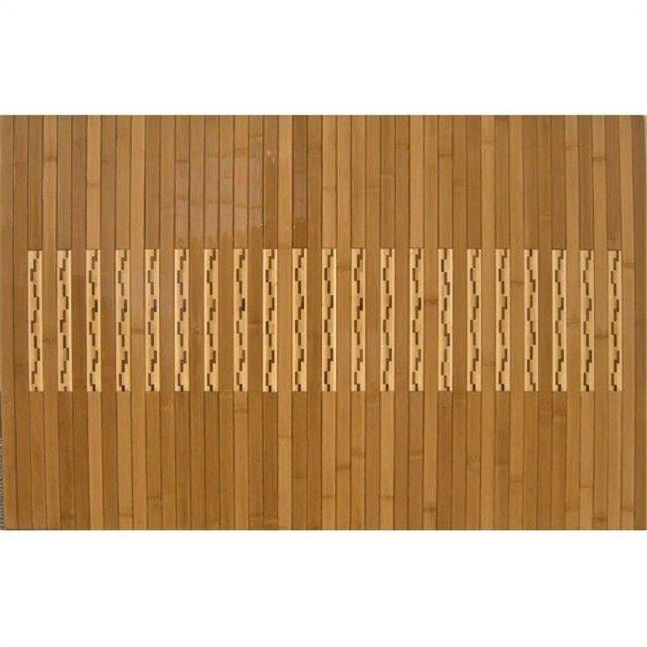 20 in. x 32 in. High Gloss Inlaid Bamboo KitchenBath Mat rubber
