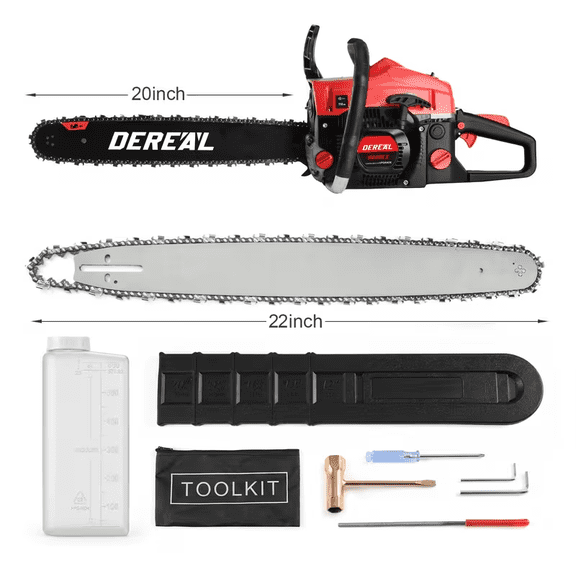 20 inch 62cc gasoline chainsaw in red