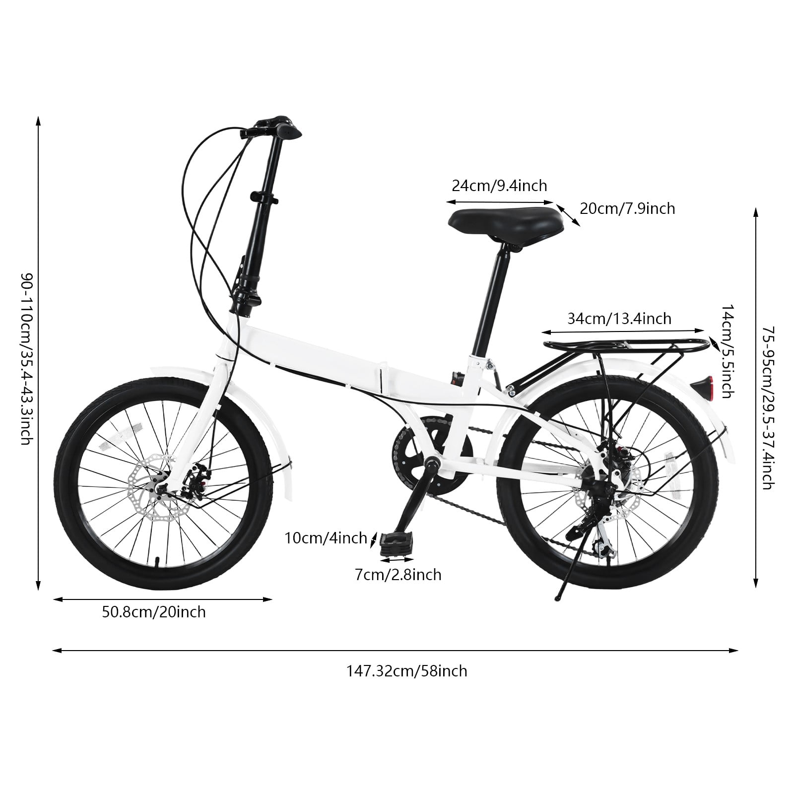 20 inch 7 Speed Folding City Bike Bicycle Folding Bike for Adults Lightweight