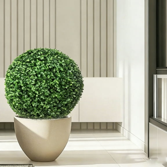 20 inch All-Year Green Faux Plant Decorative Balls, 4 Layers Faux Boxwood Decorative Balls, 2 PCS Artificial Plant Topiary Ball for Home Garden Pathway Decor