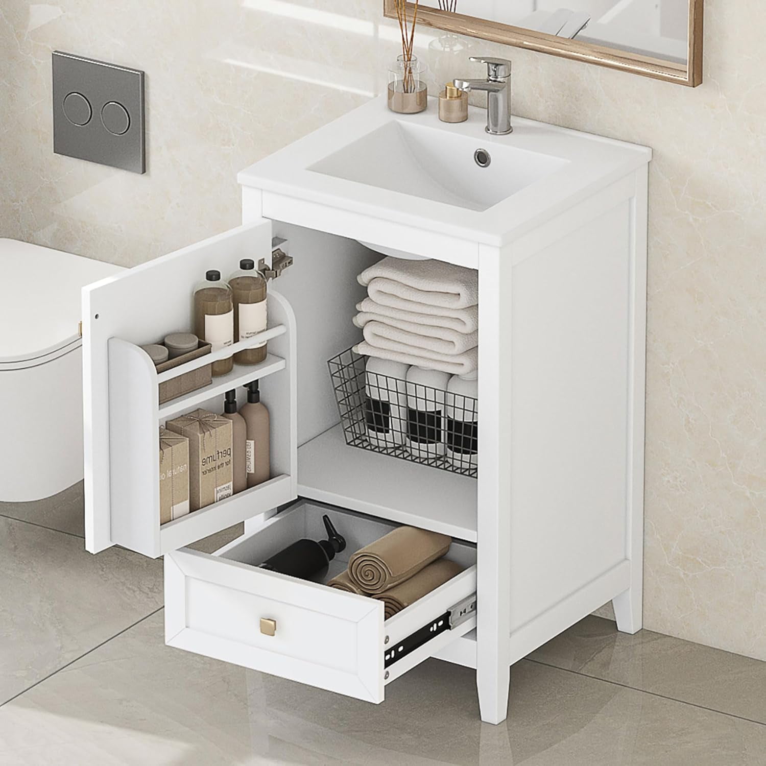 20-inch Bathroom Vanity with Sink, Free Standing Bathroom Vanity ...