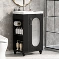 thumbnail image 1 of 20-inch Bathroom Vanity with Ceramic Sink, Black Storage Cabinet with Two-Tier Shelf, Adjustable Shelf, Solid Wood and MDF, 1 of 10