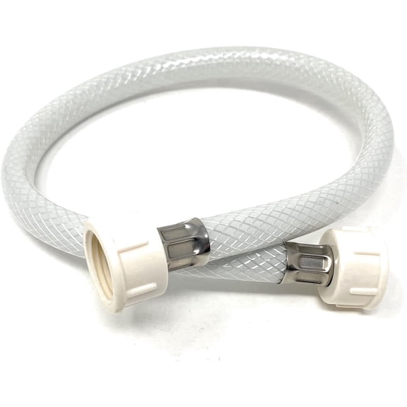 Water Supply Line, 20 inch White Braided Nylon and Reinforced PVC Water Hose with 1/2 inch x 1/2 inch Female Plastic Nuts, For Faucets and Sinks [PLS 50 0808]